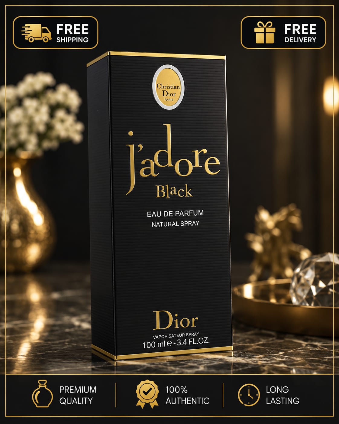 Christian Dior J'adore Black Eau de Parfum for Women 100ml / 3.4 oz New Sealed