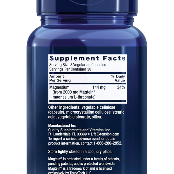 Life Extension Neuro-Mag Magnesium L-Threonate, Memory Health, Quick Thinking, Cognitive Health Support
