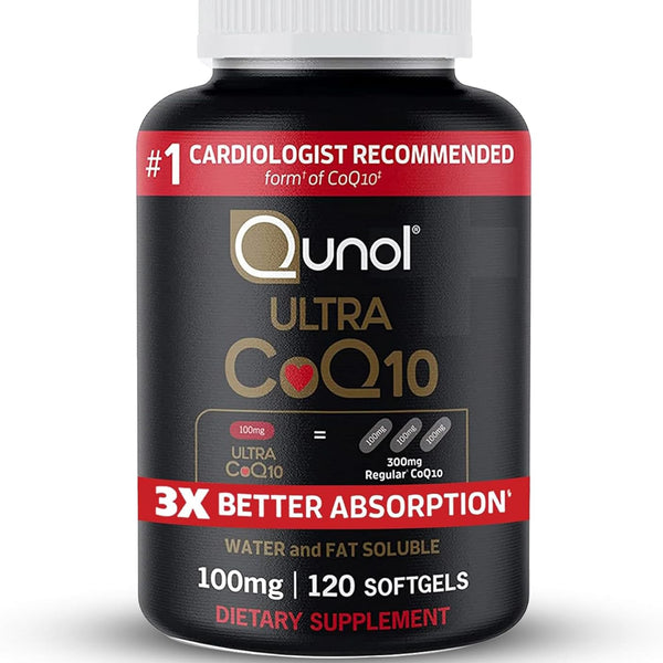 Qunol Ultra CoQ10 100mg, 3x Better Absorption, Patented Water and Fat Soluble Natural Supplement Form of Coenzyme Q10, Antioxidant for Heart Health, 120 Count Softgels